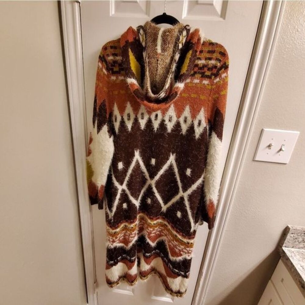 MaxSport super soft hooded Aztec boho coatigan cardigan sweater size‎ large - Picture 6 of 16